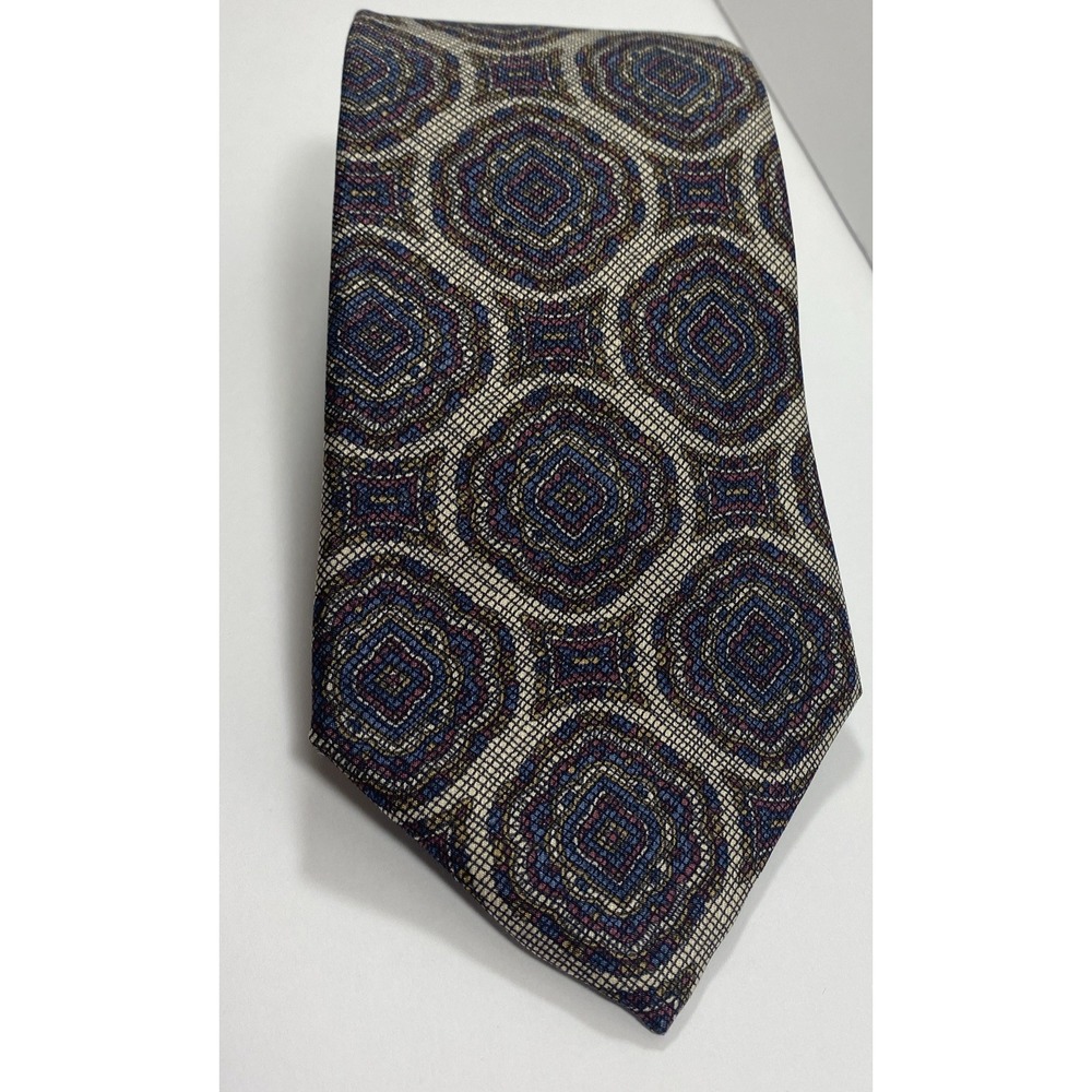 Vintage Christian Dior Silk Tie Geometric Foulard Style Multicolor 80s 90s